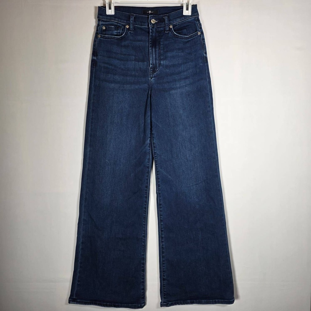 7 For All Mankind Ultra High Rise Jo Crater Women's Wide Leg Flare Jeans 24 25